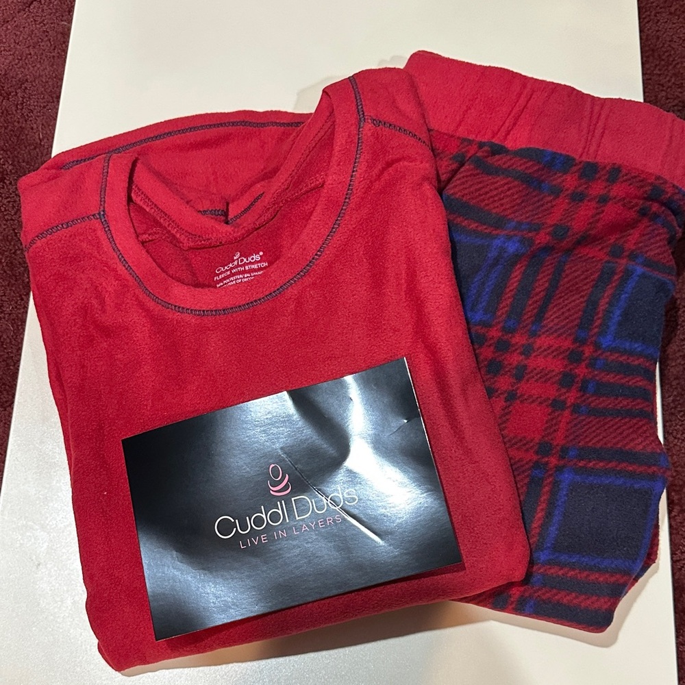 Cuddl Duds Red and Blue Plaid Pajama Set